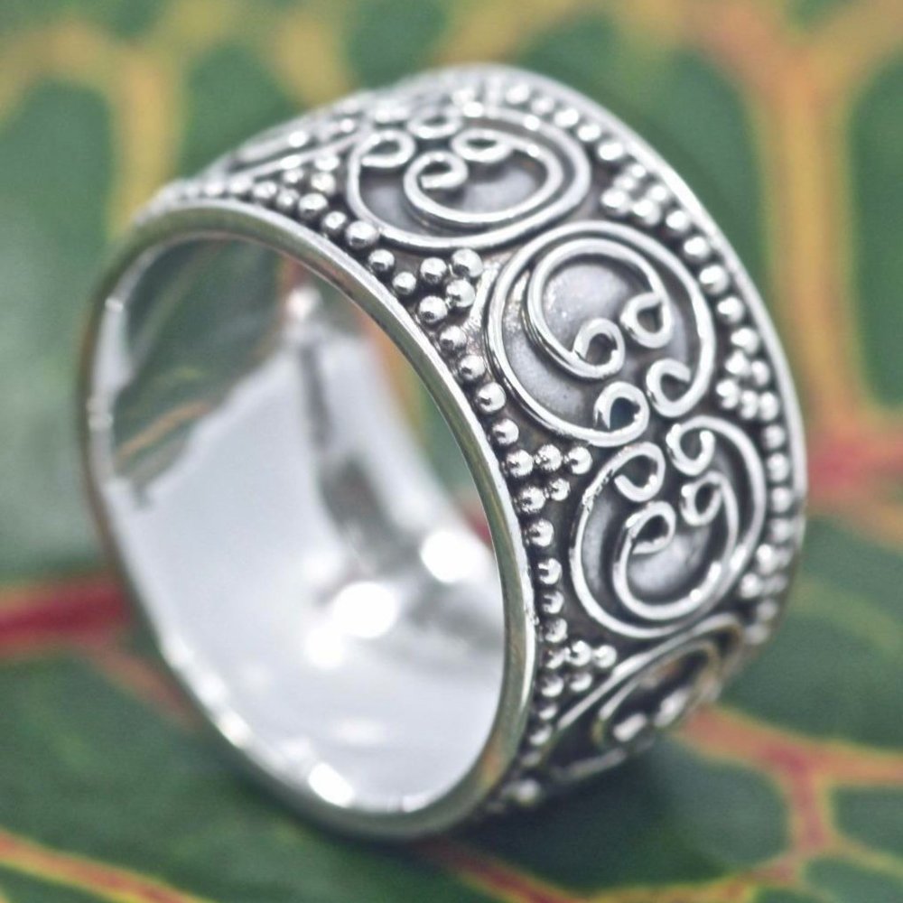 Sterling Silver Unisex Balinese Style Band Ring